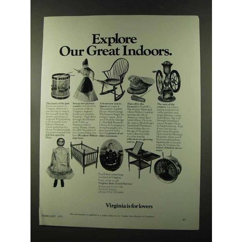 1973 Virginia State Travel Service Ad - Explore Indoors