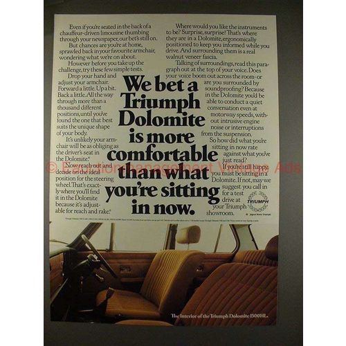 1979 Triumph Dolomite 1500HL Ad, More Comfortable!!