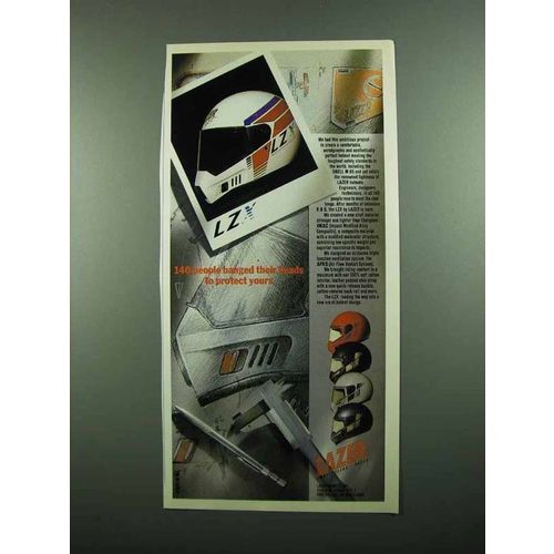 1989 Lazer LZX Motorcycle Helmet Ad - Banged Heads