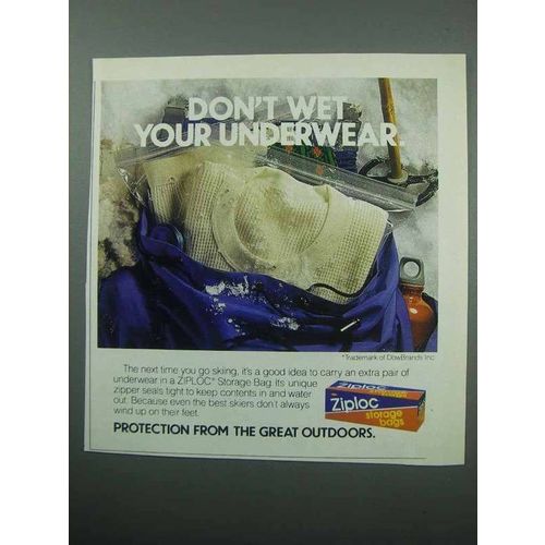 1989 Ziploc Storage Bags Ad - Don't Wet Underwear