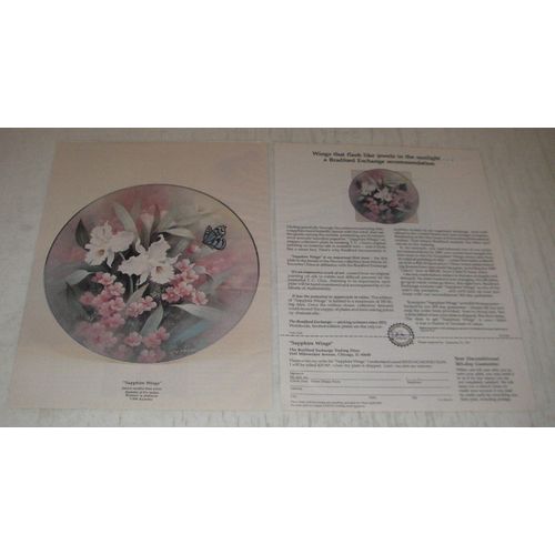 1991 Bradford Exchange Sapphire Wings Plate Ad - Wings that flash like jewels