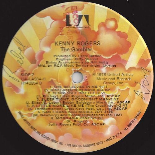 United Artist stereo LP #UA-LA934-H "Kenny Rogers The Gambler"