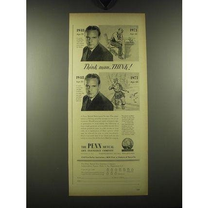 1948 Penn Mutual Life Insurance Company Ad - Think man, Think