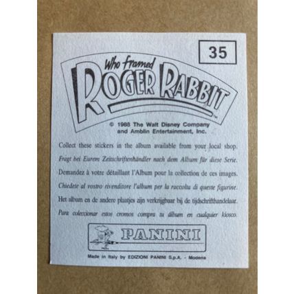 Who Framed Roger Rabbit Sticker # 35 (A) unused 1988 Panini
