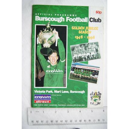 1996 programme Burscough v. Skelmersdale United, Liverpool Senior Cup 1st Round