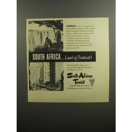 1952 South African Tourist Corporation Advertisement - Land of Contrast