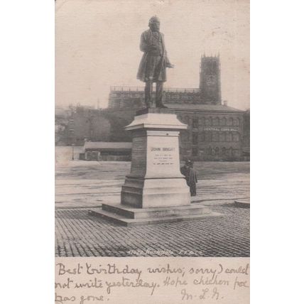 John Bright Rochdale Statue Antique Postcard