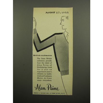 1955 Alan Paine Cashmere Sweater Ad - British Cashmeres