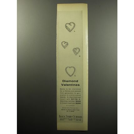 1957 Black, Starr & Gorham Jewelry Advertisement - Diamond Valentines