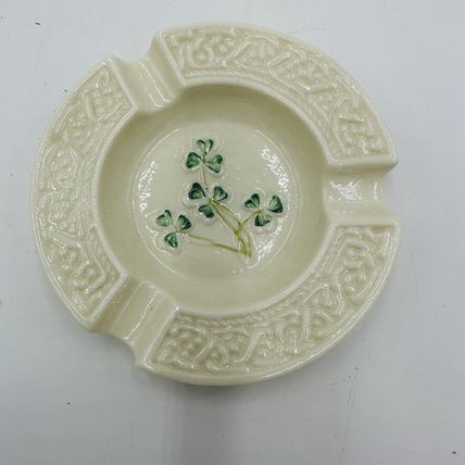 Belleek Ashtray Shamrocks 6th mark 1965 -1980 Ireland Small Vintage Porcelain