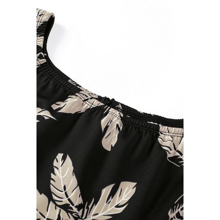 Black Pattern Print Off Shoulder Slit Bodycon Midi Dress