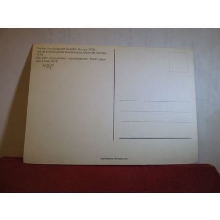 10 most popular Swedish stamps in 1978, SWEDEN unused postcard =