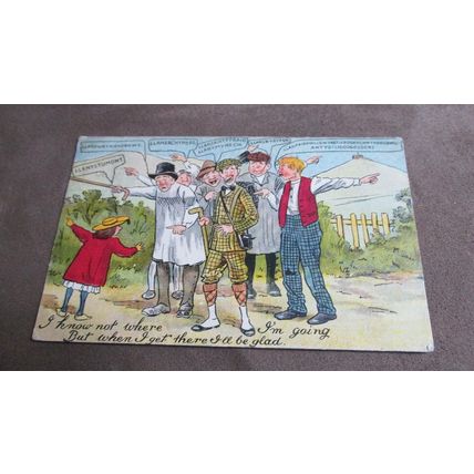 1909 Everton series Wales / Welsh Humour Postcard - Helpful Welsh Locals