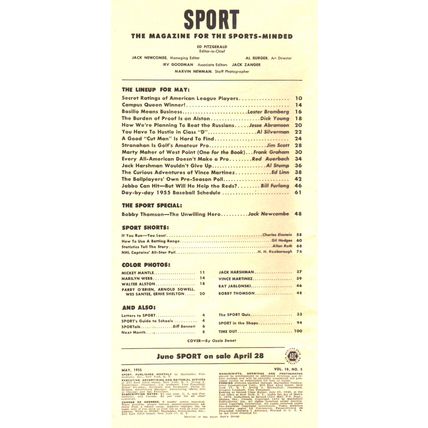 Mag: May 1955 Sport ~ Mickey Mantle, Bobby Thompson, Vince Martinez