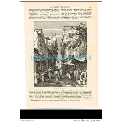 STREET IN PESHAWAR, INDIA (PAKISTAN TODAY), BOOK ILLUSTRATION/PRINT 1879