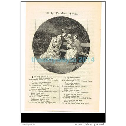 IN THE LUXEMBOURG GARDENS, ILLUSTRATED POETRY, BOOK ILLUSTRATION/PRINT 1879