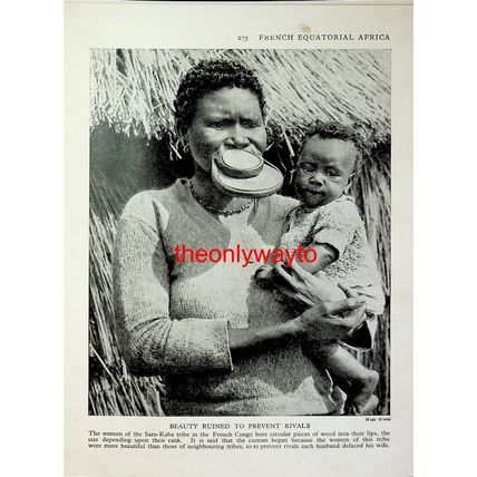 Sara-Kaba Woman With Wooden Lips (Giant War Drum, Reverse), Book Illustration