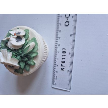 VINTAGE PANSY SOAPSTONE TRINCKET BOX 5.5CM