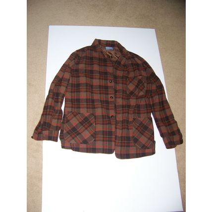 PENDLETON WOOL BUTTON FRONT SHIRT MENS MEDIUM BROWN PLAID PORTLAND, OREGON
