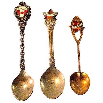 Canada Niagara Falls Toronto Maple Leaf Silver Gold Plate Souvenir Spoon Lot