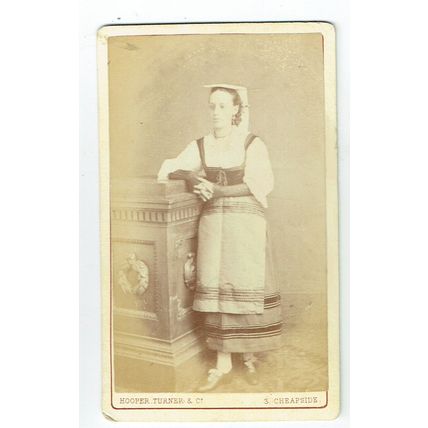 Victorian cdv photo young woman standing ethnic costume London photographer