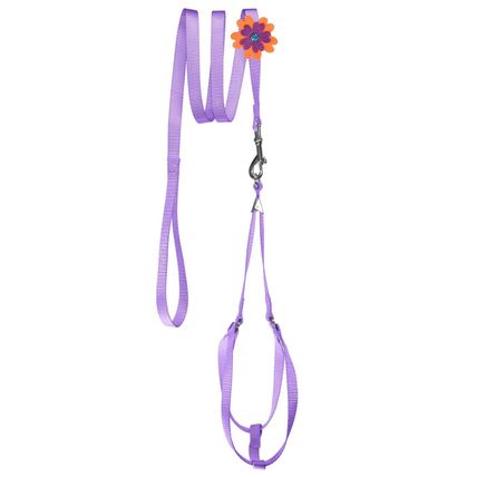 Step-In Nylon Harness + Optional Flower Leash - G16-19"- Purple