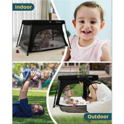 Pamo Babe Mini Travel Crib – Lightweight Baby Playard with Zip Door