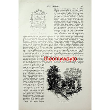 Old Battersea Church, London, (Rossetti's Garden On Reverse), Book Illustration