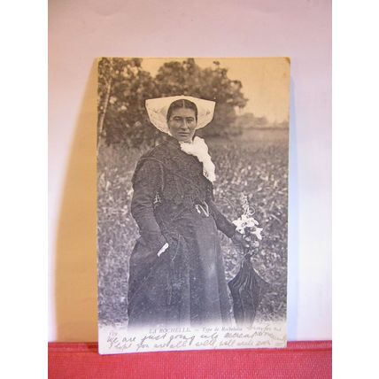 COSTUME OF ROCHELLE, FRANCE. used antique postcard 1905 pm =