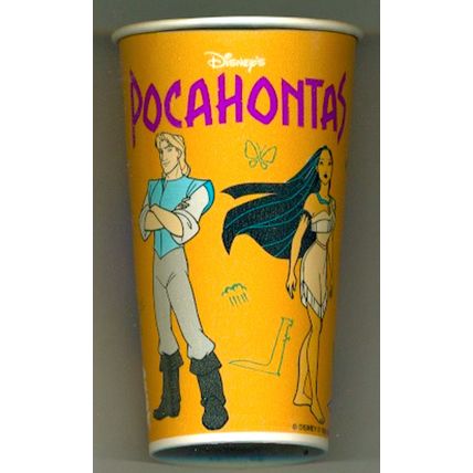 1995 POCAHONTAS original Burger King promo paper soda cup set of two.