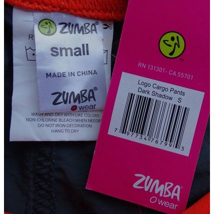 Zumba Logo Cargo Pants Dark Shadow Grey Orange S UK 10