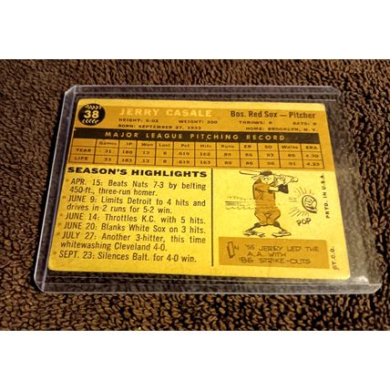 1960 Topps # 38 Jerry Casale Boston Red Sox Pitcher 2.5 Good+ Creases