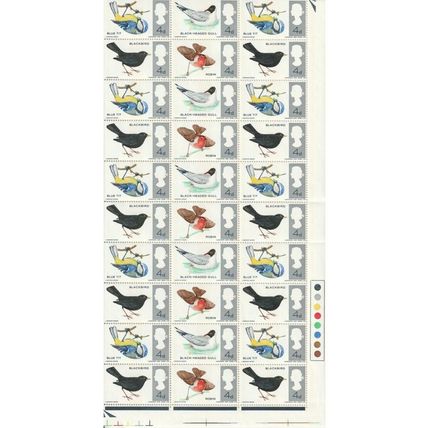 GB 1966 SG696-699 Se-Tenant British Birds Half Sheet