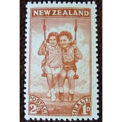 New Zealand 1942 Health Stamps 2d Boy and Girl on Swing mint stamp SG635