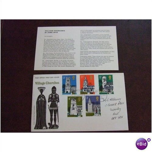 1972 GB Village Churches stamps PO FDC Hull date stamp