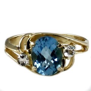 Swiss Blue Topaz, 10KY Gold Ring, R176