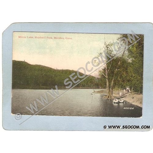 CT Meriden Postcard Mirror Lake Hubbard Park ct_box3~1234