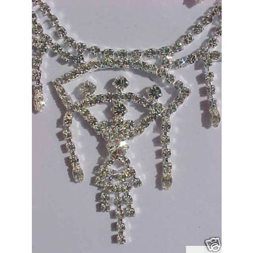 Crystal Necklace Wedding Style Chandelier Earrings SET 2 Elegant Bib Necklace