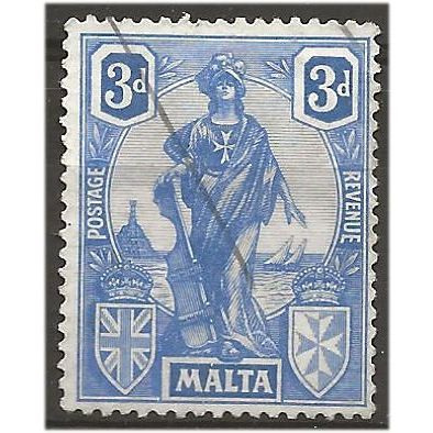 Malta 1922 SG130a 3d Bright Ultramarine Fine Used .. ..