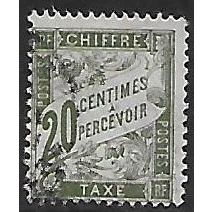 Po Mi 35: 20 c. olive-green Postage Due Stamp, white paper.