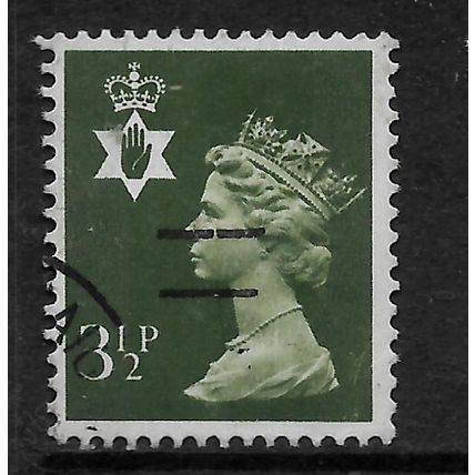 GREAT BRITAIN REGIONALS 1974 N IRELANDS 3 1/2p OLIVE GREY SG NI 15 FINE USED#