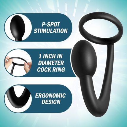 Explorer Silicone Cock Ring and Prostate Plug Anal Butt Prostatic Play P-Spot Ma