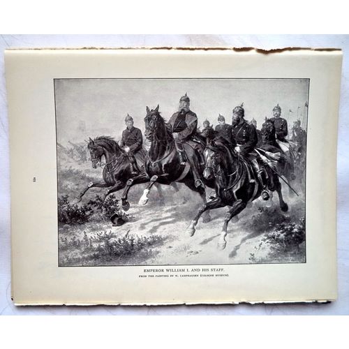 Antique print Emperor William I Prussia with Staff Battle German History Art