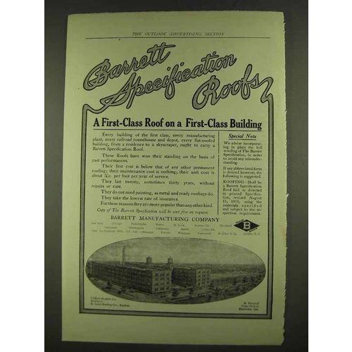 1913 Barrett Specifiation Roofs Ad - First-Class