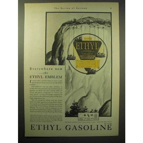 1930 Ethyl Gasoline Ad - Everywhere Now the Emblem