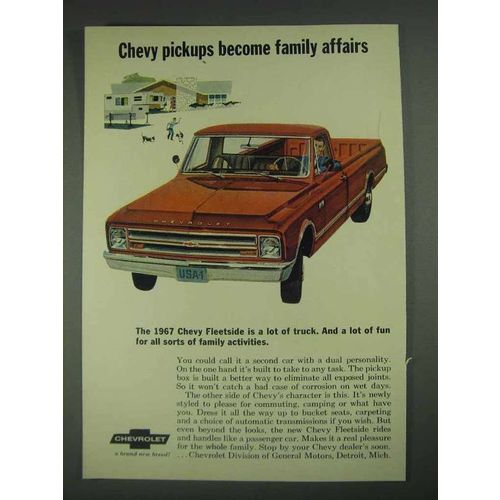 1967 Chevy Fleetside Pickup Truck Ad - Family Affairs