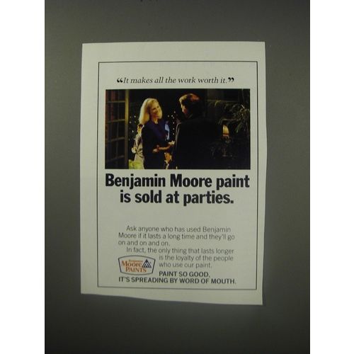1990 Benjamin Moore Paint Ad - Benjamin Moore paint is sold at parties