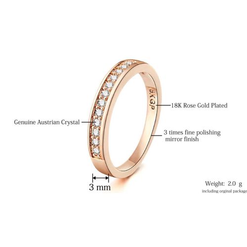 Genvieve Wedding Band 18K Rose Gold AAA CZ Size 7.75