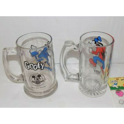 Vintage Walt Disney Goofy Beer Glass Mugs VGC