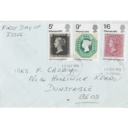 GB 1970 Philympia set FDC Colchester pm